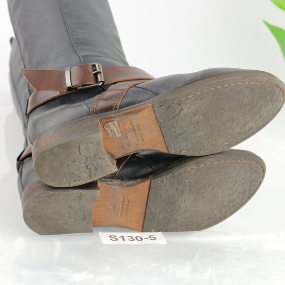 Halmanera Womens Riding Boot Size 38 8 Tall Black Leather Buckle Strap Italy - Picture 9 of 12